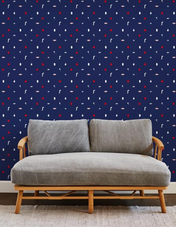 Milagros  Wallpaper by Clare V. - Navy For Cheap