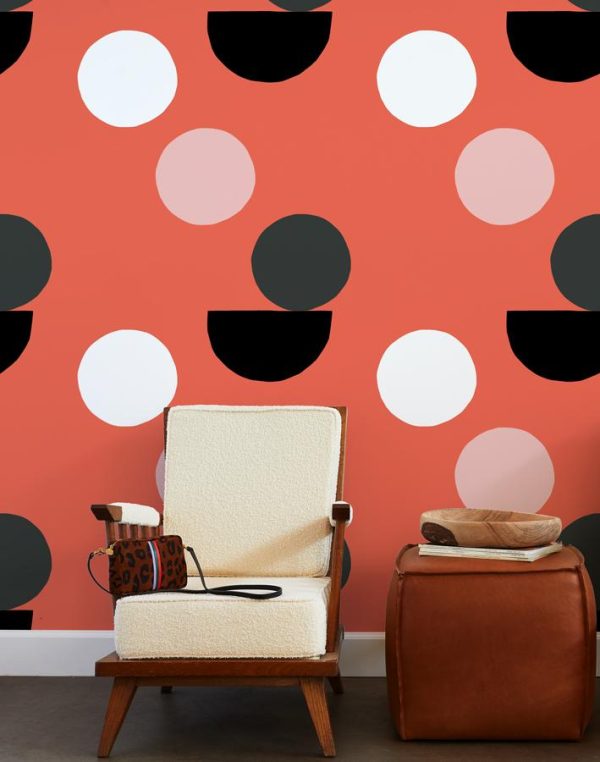 Mid-Century Dots  Wallpaper by Clare V.- Retro Red Supply