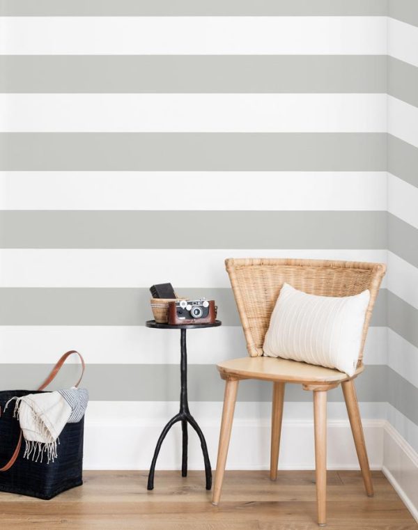 Rugby Stripe  Wallpaper by Sugar Paper - Grey Fashion