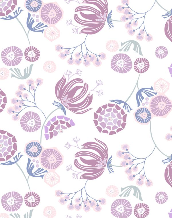 Mediterranean Floral  Wallpaper by Tea Collection - Lavender Fashion