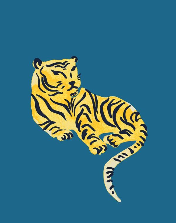 Tigers  Wallpaper by Tea Collection - Cadet Blue Cheap