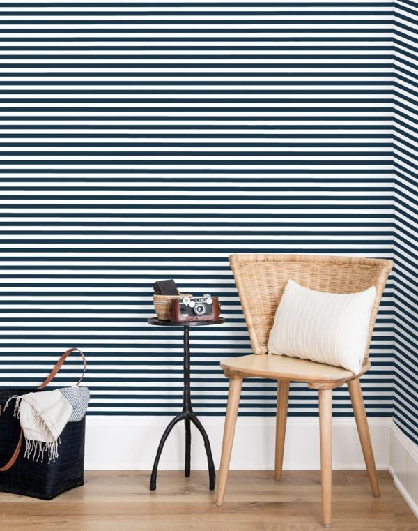 Cabana Stripe  Wallpaper by Sugar Paper - Navy For Discount