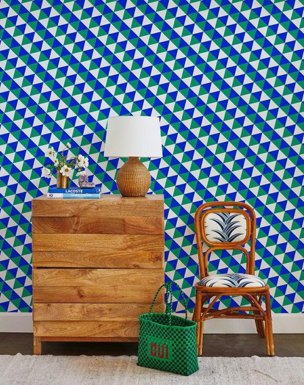 Optic Triangle  Wallpaper by Clare V. - Green   Blue Online now