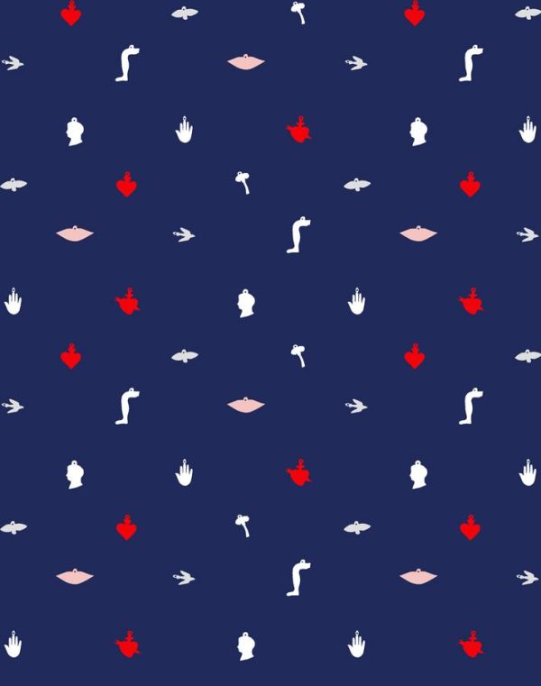 Milagros  Wallpaper by Clare V. - Navy For Cheap