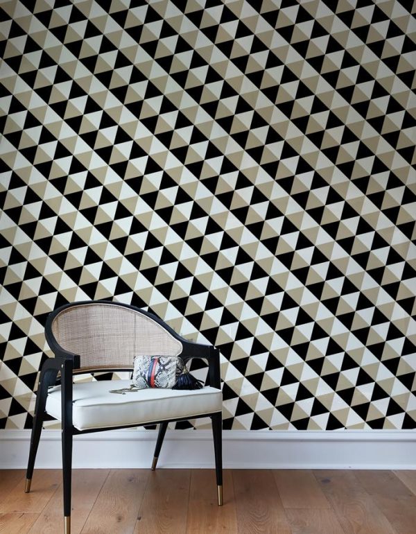 Optic Triangle  Wallpaper by Clare V. - Beige   Black Sale