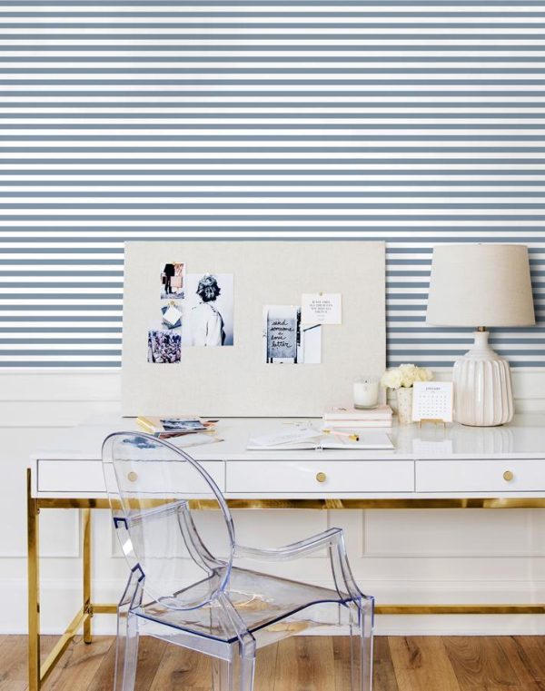 Cabana Stripe  Wallpaper by Sugar Paper - French Blue Supply