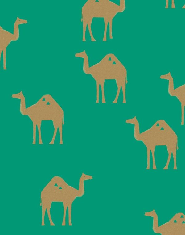 Oasis Camels  Wallpaper by Tea Collection - Emerald on Sale