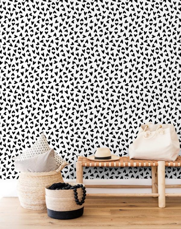 Hearts  Wallpaper by Sugar Paper - Black on White Online Sale