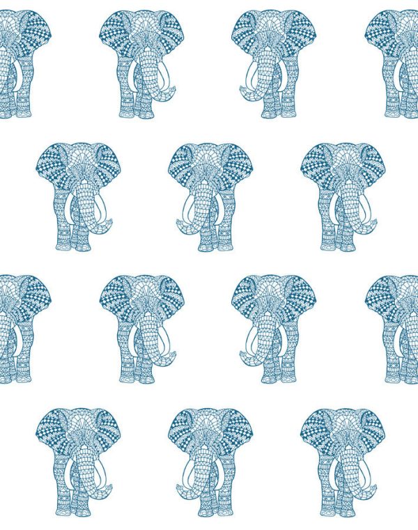 Raja The Elephant  Wallpaper by Wallshoppe - Cadet Blue Online Sale