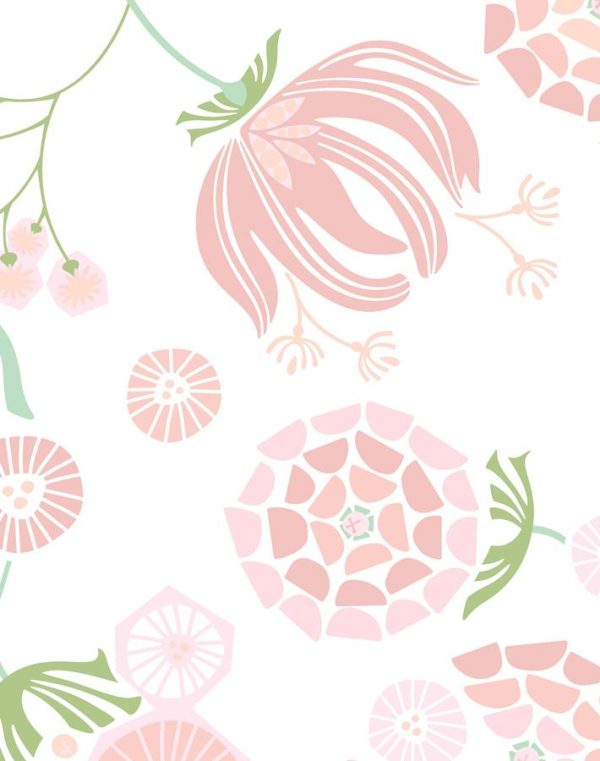 Mediterranean Floral  Wallpaper by Tea Collection - Pink Online Sale