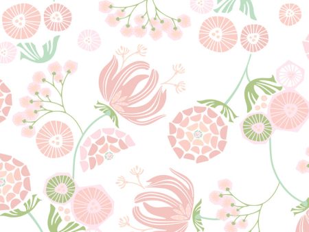 Mediterranean Floral  Wallpaper by Tea Collection - Pink Online Sale