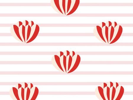 Lotus Stripe  Wallpaper by Clare V. - Pink For Sale