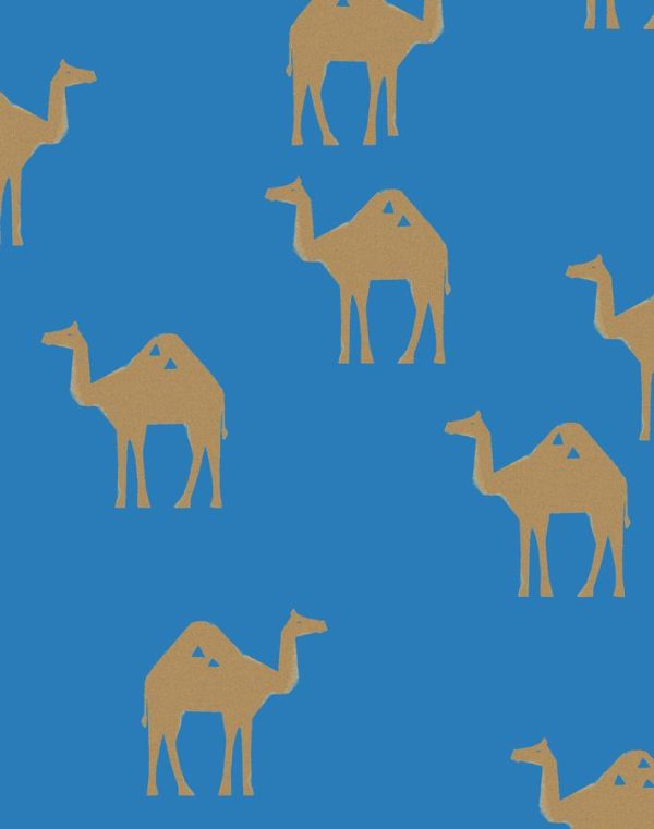 Oasis Camels  Wallpaper by Tea Collection - Azure For Sale