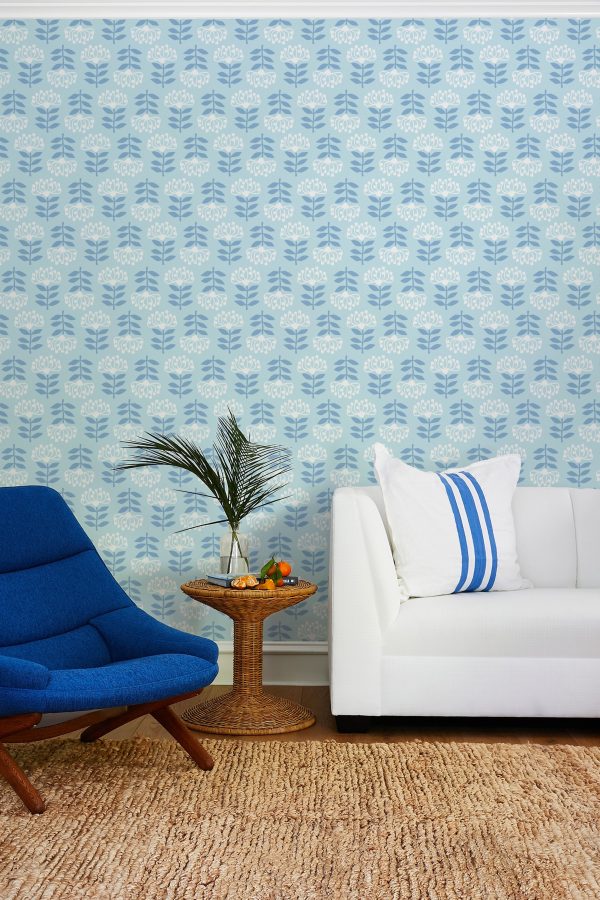 Stylized Papyrus  Wallpaper by Tea Collection - Pale Blue Supply