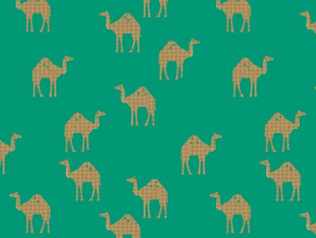 Oasis Camels  Wallpaper by Tea Collection - Emerald on Sale