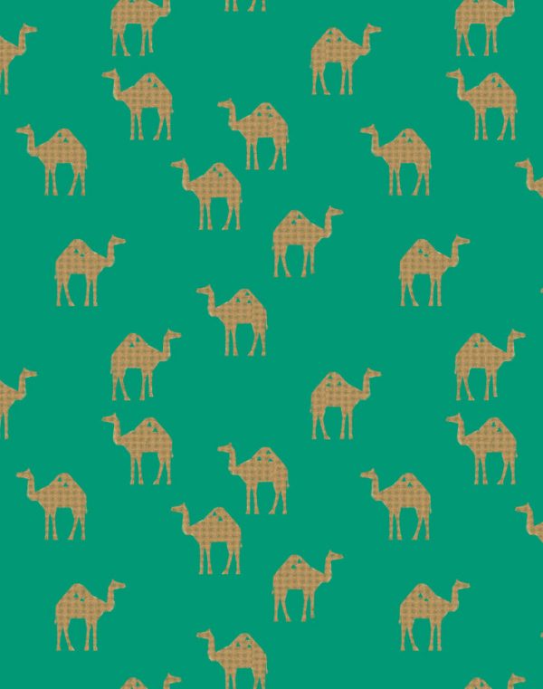 Oasis Camels  Wallpaper by Tea Collection - Emerald on Sale