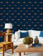 Paris Graphic  Wallpaper by Clare V. - Retro Red   Navy For Cheap