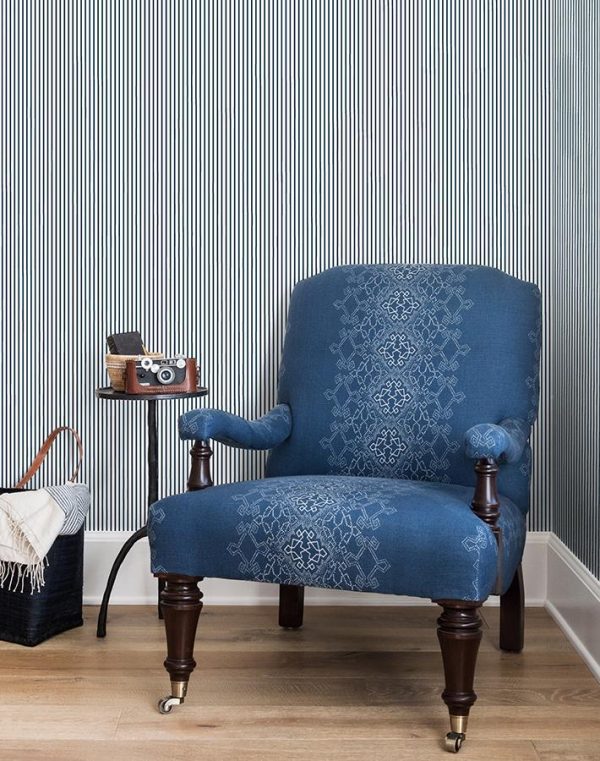 Pinstripe  Wallpaper by Sugar Paper - Navy Online