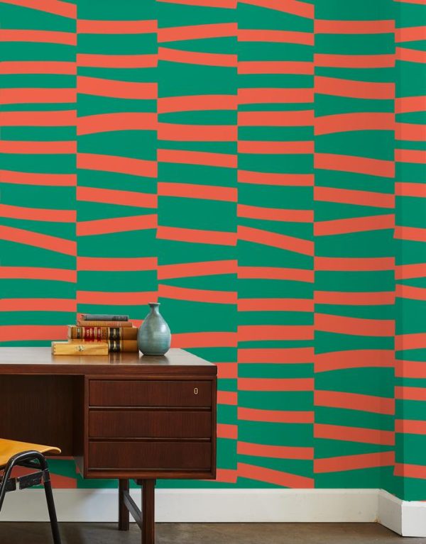 Canals  Wallpaper by Clare V. - Retro Red   Green Sale