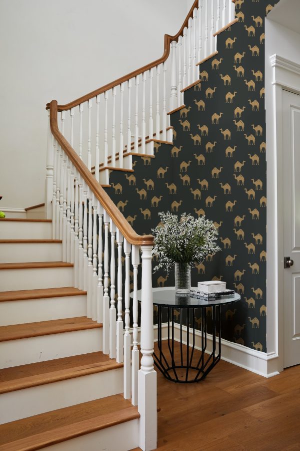 Oasis Camels  Wallpaper by Tea Collection - Charcoal Hot on Sale