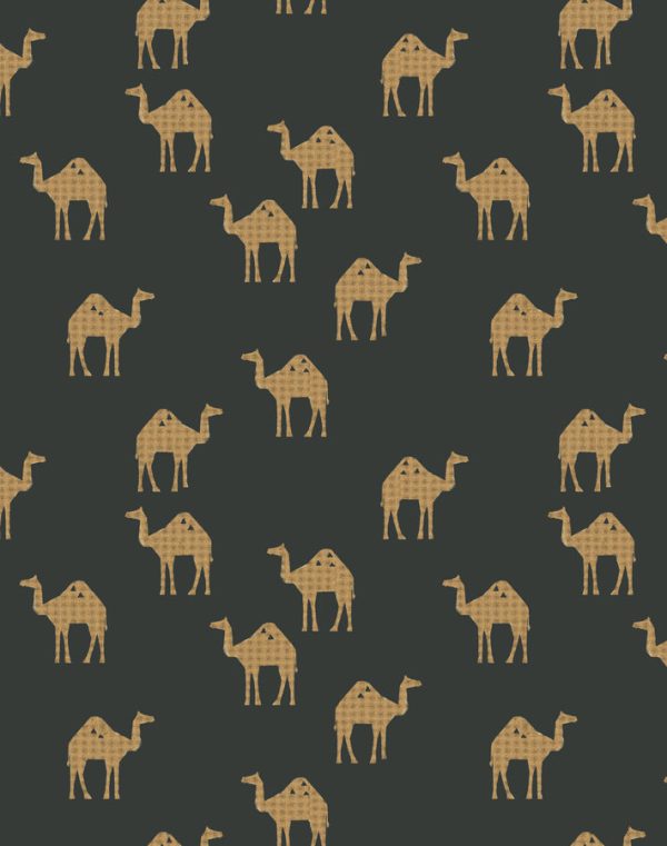 Oasis Camels  Wallpaper by Tea Collection - Charcoal Hot on Sale