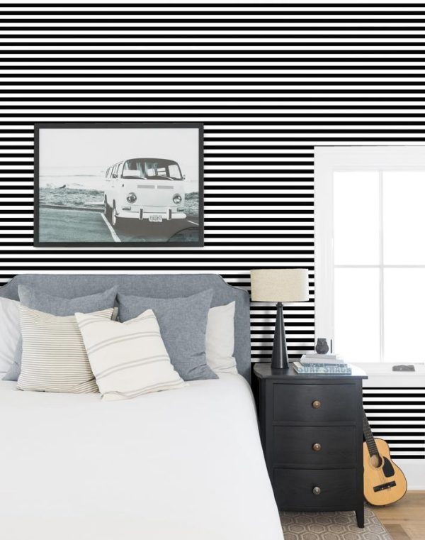 Cabana Stripe  Wallpaper by Sugar Paper - Black Hot on Sale