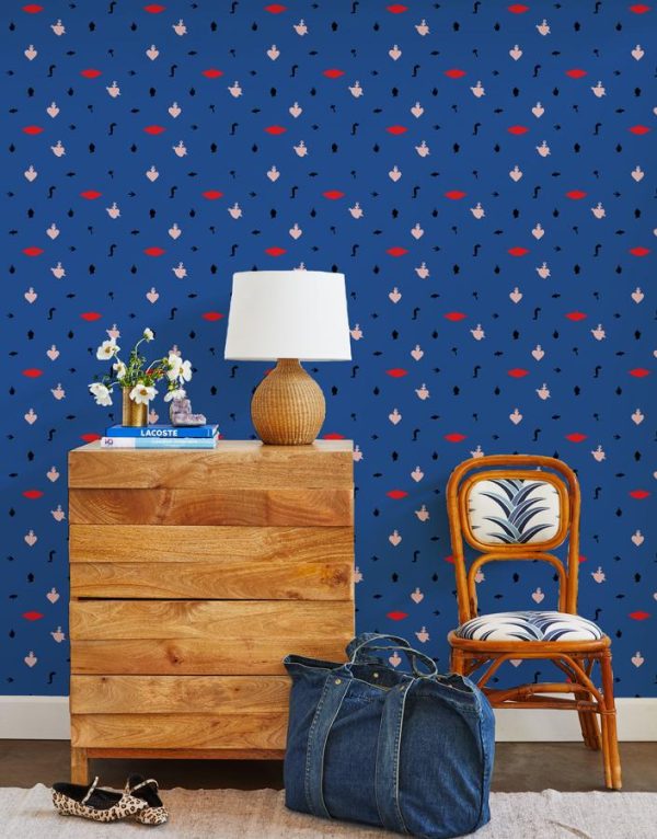 Large Milagros  Wallpaper by Clare V. - Blue Online Sale