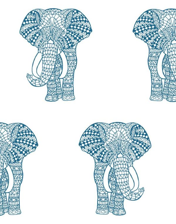 Raja The Elephant  Wallpaper by Wallshoppe - Cadet Blue Online Sale