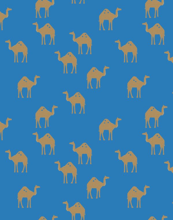 Oasis Camels  Wallpaper by Tea Collection - Azure For Sale