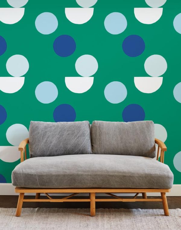 Mid-Century Dots  Wallpaper by Clare V.- Green For Cheap