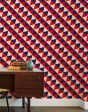 Optic Triangle  Wallpaper by Clare V. - Navy   Peach Hot on Sale