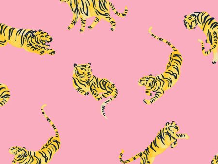 Tigers  Wallpaper by Tea Collection - Bubblegum For Sale