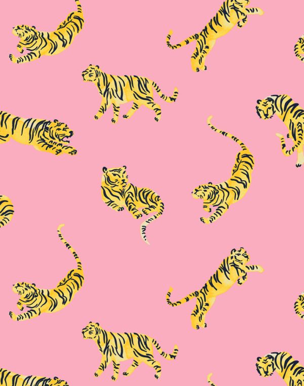 Tigers  Wallpaper by Tea Collection - Bubblegum For Sale