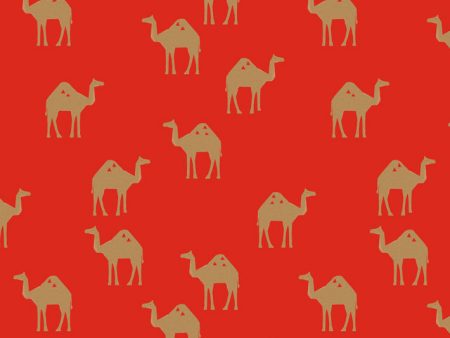 Oasis Camels  Wallpaper by Tea Collection - Red For Sale