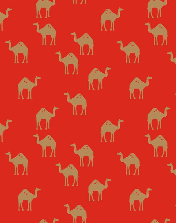 Oasis Camels  Wallpaper by Tea Collection - Red For Sale