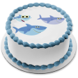 Family of Sharks Cartoon Mama Papa and Baby Edible Cake Topper Image ABPID07981 Online Hot Sale