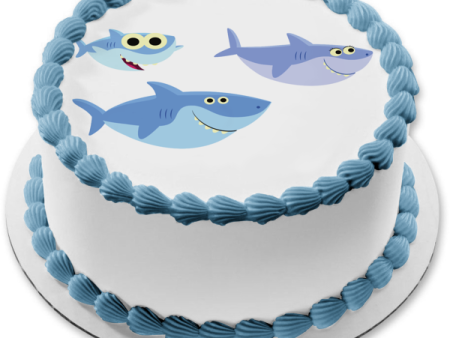 Family of Sharks Cartoon Mama Papa and Baby Edible Cake Topper Image ABPID07981 Online Hot Sale