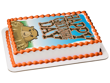 Happy Groundhog Day Groundhog Out of Hole Edible Cake Topper Image ABPID13081 Online Sale