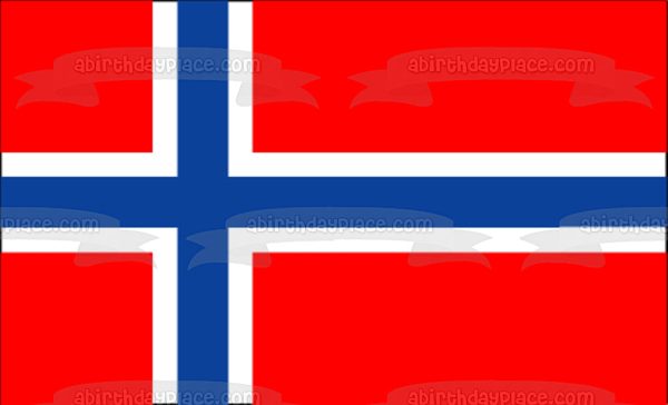 Flag of Norway Scandinavian Cross Edible Cake Topper Image ABPID06158 Sale