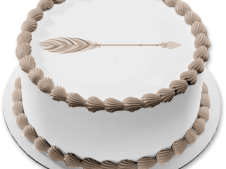 Grey Blush Tribal Arrow Feathers Edible Cake Topper Image ABPID11441 Discount