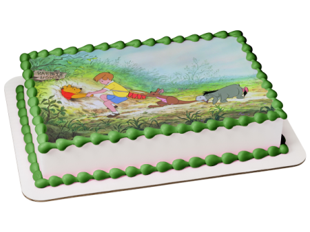 Disney Winnie the Pooh Christopher Robin Kanga Eeyore Pulling Stuck Pooh from Rabbit s House Edible Cake Topper Image ABPID09148 For Discount