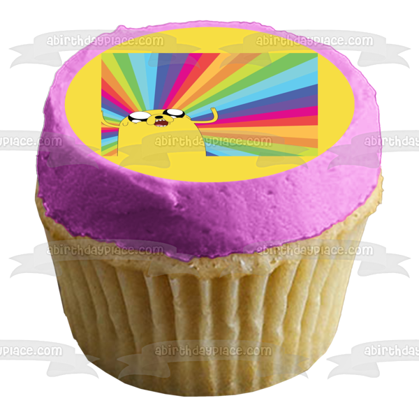 Adventure Time Jake the Dog Rainbow Background Edible Cake Topper Image ABPID22172 Supply