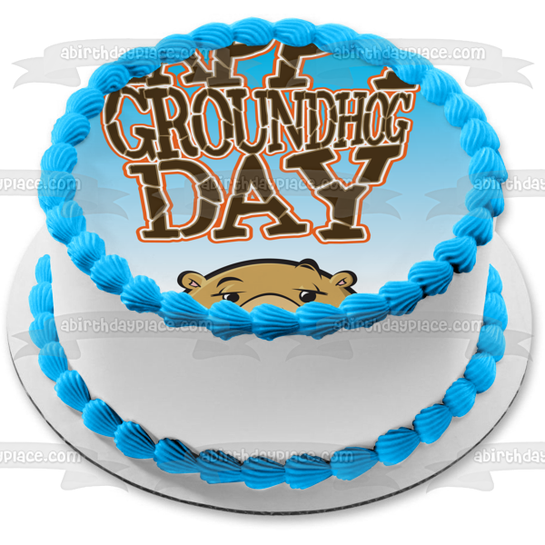 Happy Groundhog Day Groundhog Out of Hole Edible Cake Topper Image ABPID13081 Online Sale