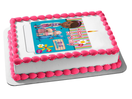 Doc McStuffins Happy Birthday Lambie Stuffy and Hallie Edible Cake Topper Image ABPID08063 Online Hot Sale