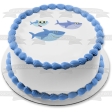 Family of Sharks Cartoon Mama Papa and Baby Edible Cake Topper Image ABPID07981 Online Hot Sale