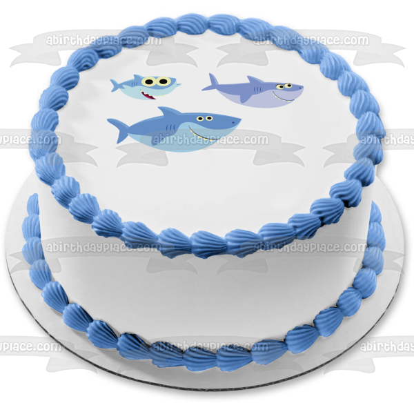 Family of Sharks Cartoon Mama Papa and Baby Edible Cake Topper Image ABPID07981 Online Hot Sale