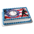 All-American Past Time Baseball Player American Flag Sports Baseball Edible Cake Topper Image ABPID13484 Sale