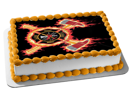 Fire Department Maltese Cross Flames Logo Edible Cake Topper Image ABPID11557 Cheap