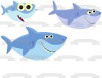 Family of Sharks Cartoon Mama Papa and Baby Edible Cake Topper Image ABPID07981 Online Hot Sale