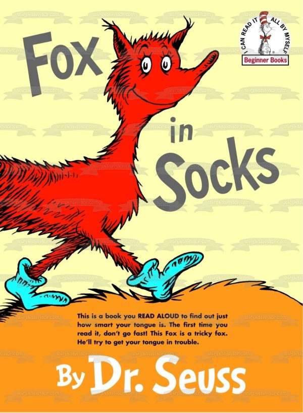 Dr. Seuss Fox In Socks Book Cover Edible Cake Topper Image ABPID11891 Online now